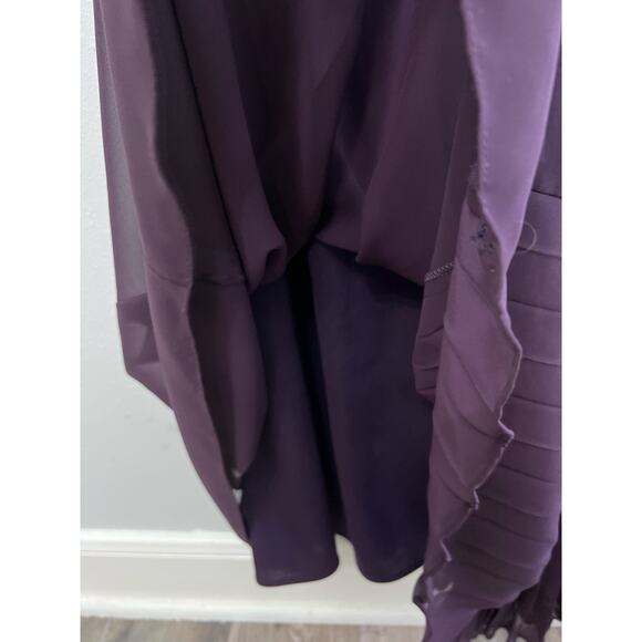 Maroon Evening Gown Sz16 Rhinestones Ruched Sheer Pleated David’s Bridal MOTB - Picture 9 of 9